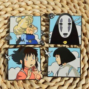 Studio Ghibli Spirited Away 4-Pin Set – No-Face, Chihiro, Haku & Yubaba Anime